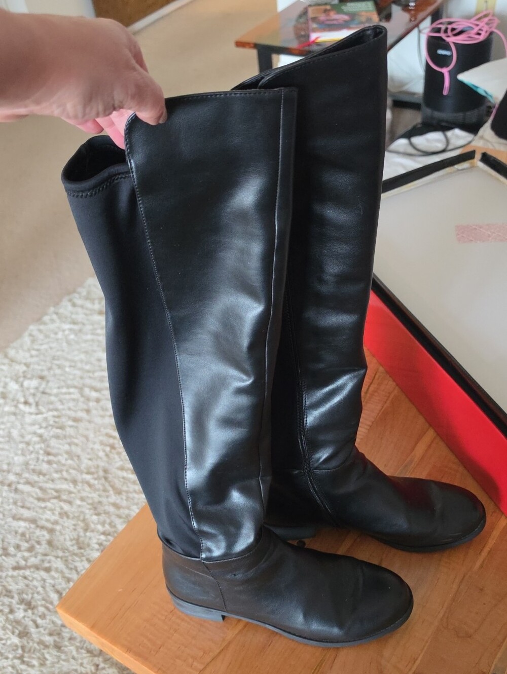 Women's Black Over-the-Knee Stretch Riding Boots